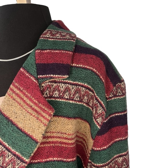 Vintage Southwestern stripe cotton blend blazer single breasted M - Picture 6 of 14